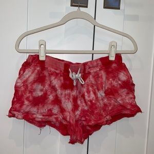 Red and White Tie Dye Comfy Lounging Shorts